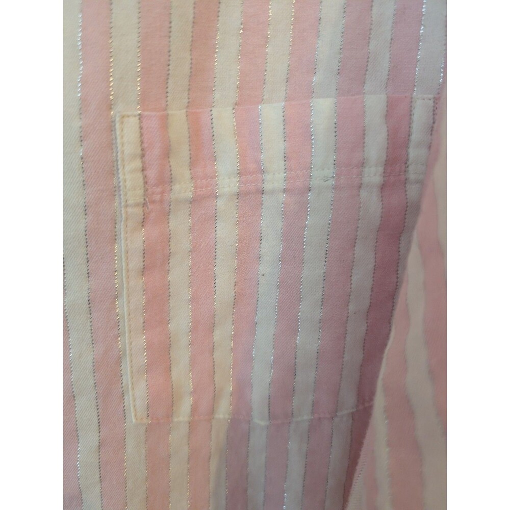 Victoria's Secret Signature Stripe Pajamas Set 2 Piece XL Pink Silver Metallic - Picture 5 of 12